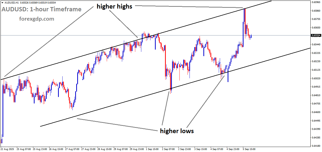 AUDUSD is moving in an uptrend channel, and the market has fallen from the higher high area of the channel