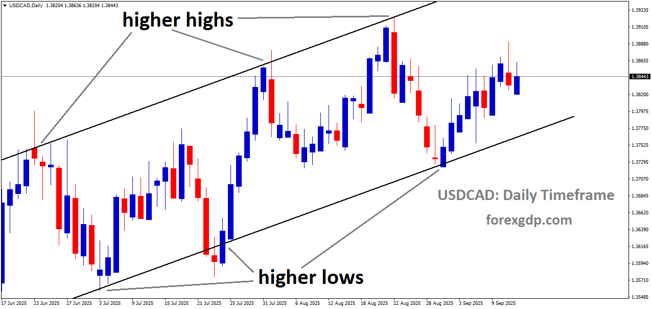 USDCAD is moving in an uptrend channel, and the market has rebounded from the higher low area of the channel