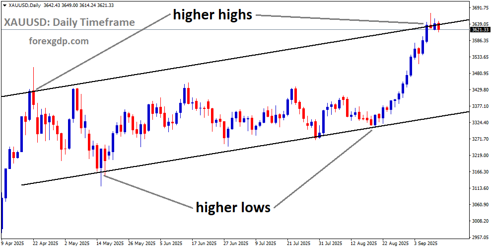 XAUUSD is moving in an uptrend channel, and the market has reached a higher high area of the channel