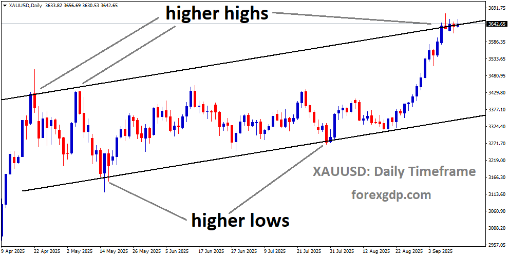 XAUUSD is moving in an uptrend channel, and the market has reached a higher high area of the channel