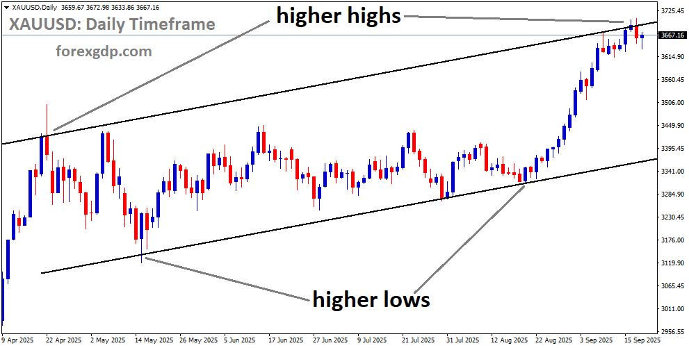 XAUUSD is moving in an uptrend channel, and the market has reached a higher high area of the channel