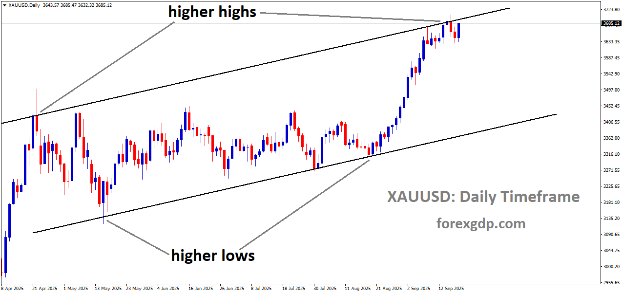 XAUUSD is moving in an uptrend channel, and the market has reached a higher high area of the channel