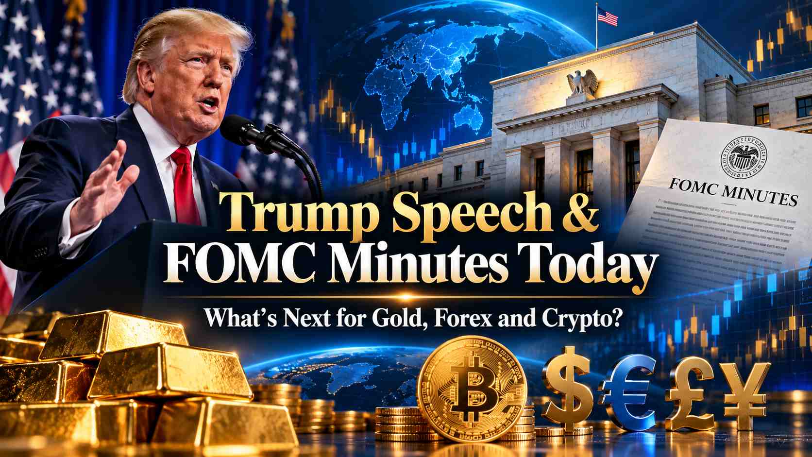 Trump Speech & FOMC Minutes Today: What’s Next for Gold, Forex and Crypto?